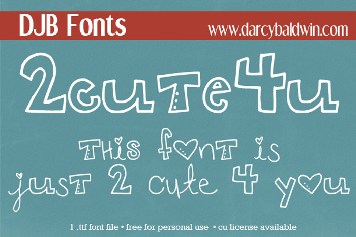 DJB 2CUTE4U Font poster