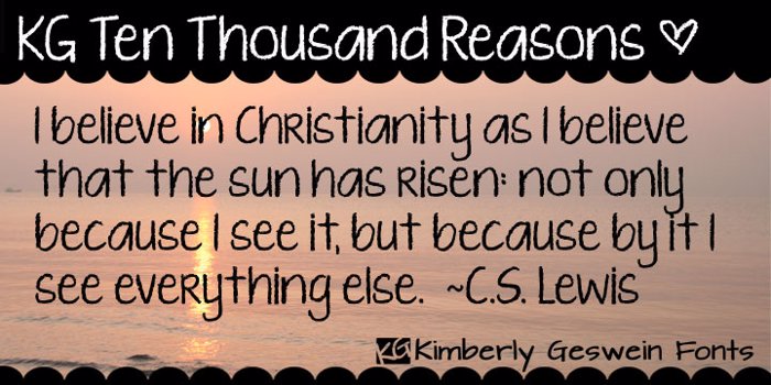KG Ten Thousand Reasons Font poster