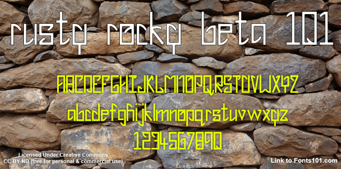 Rusty Rocky Beta 101 Font poster
