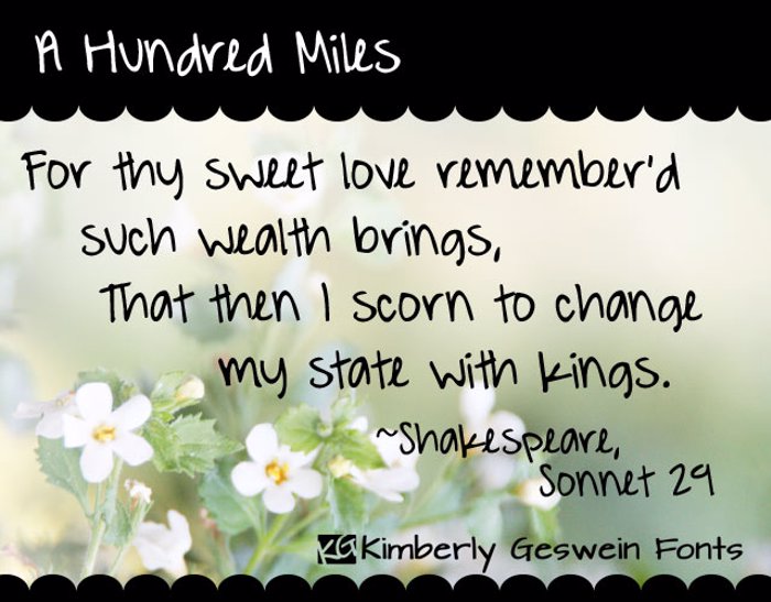 A Hundred Miles Font poster