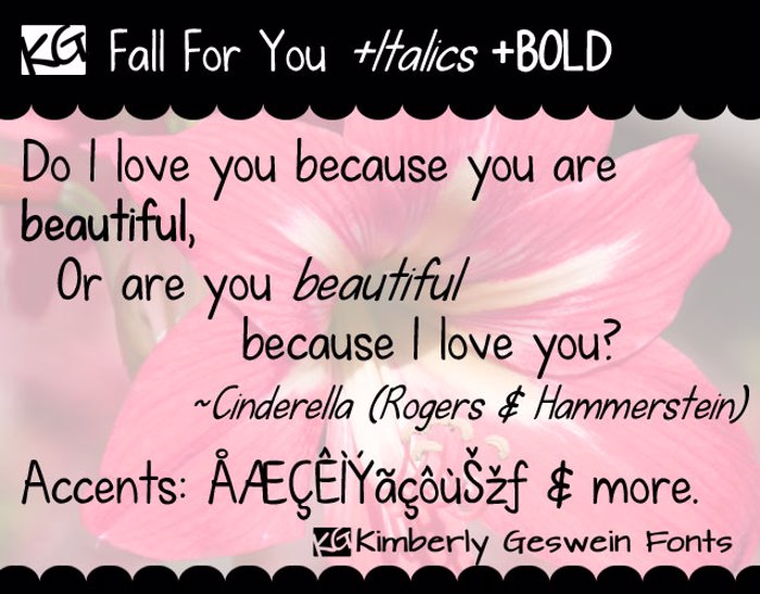 KG Fall For You Font poster
