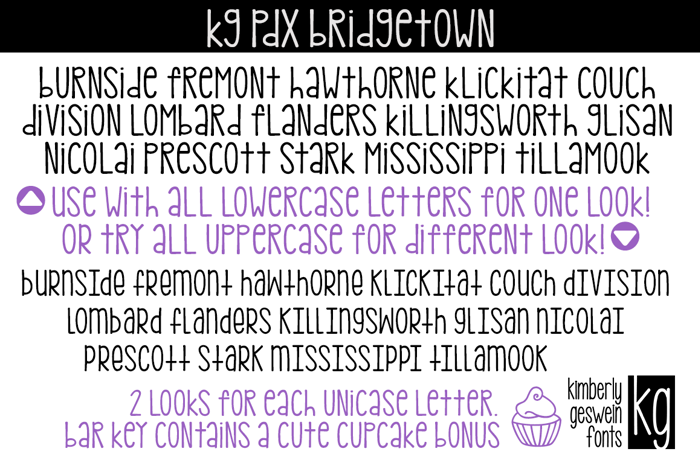 kg pdx bridgetown Font