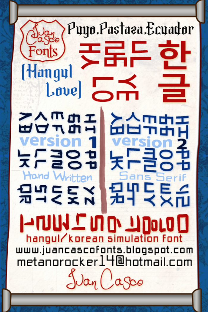 HaNgUl LoVe2 Font poster