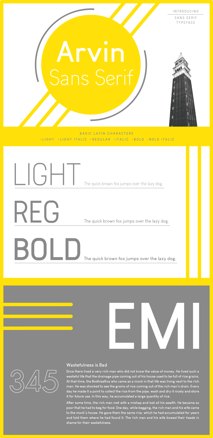 Arvin Light Font poster