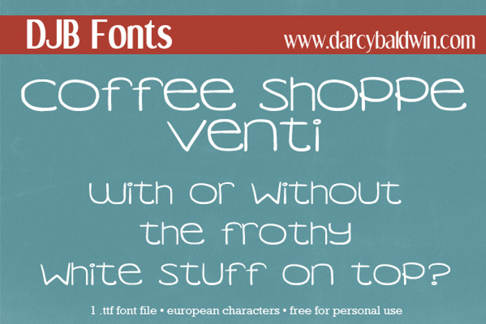 DJB COFFEE SHOPPE VENTI Font poster