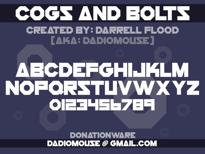 Cogs And Bolts Font poster