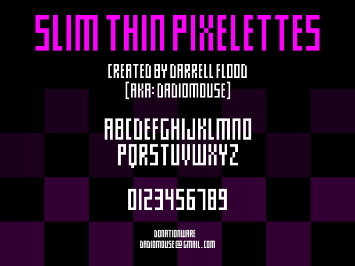 Slim thin pixelettes Font poster