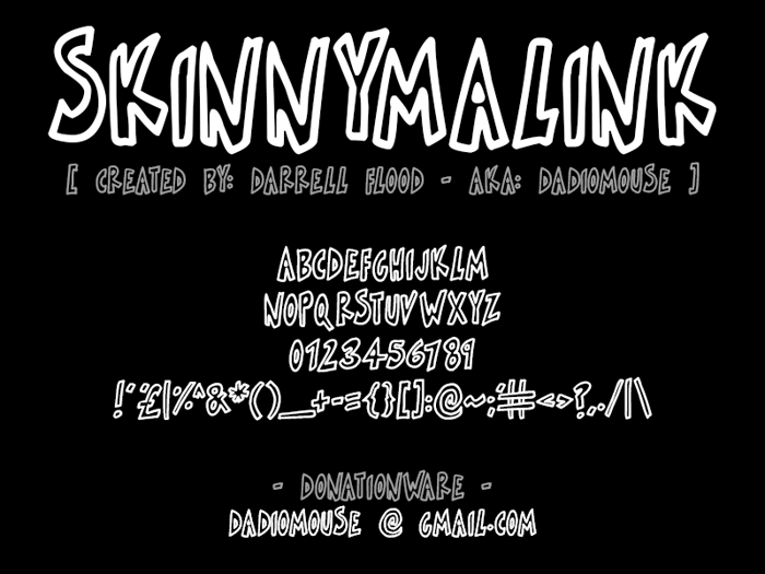 Skinnymalink Font poster