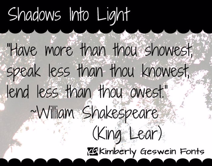 Shadows Into Light Font poster