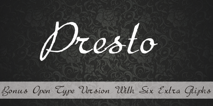 Presto Font poster