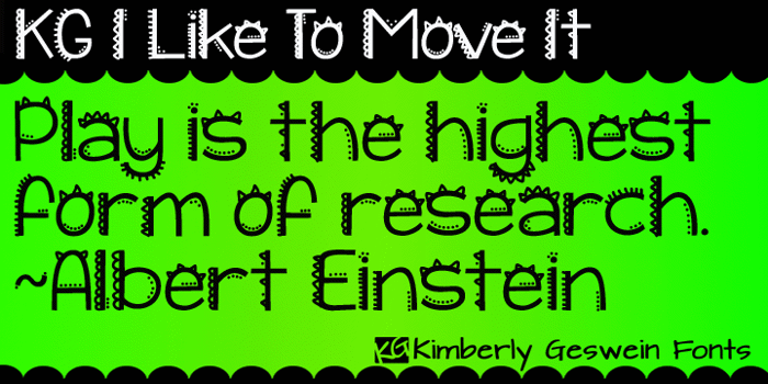 KG I Like To Move It Font poster
