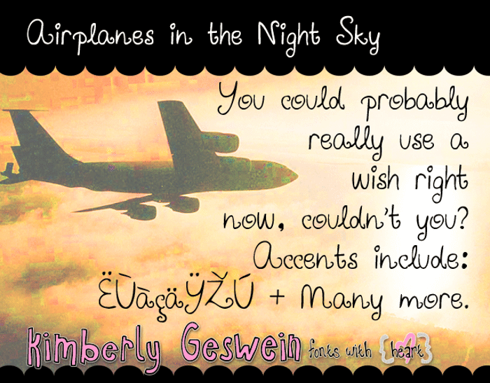 Airplanes in the Night Sky Font poster