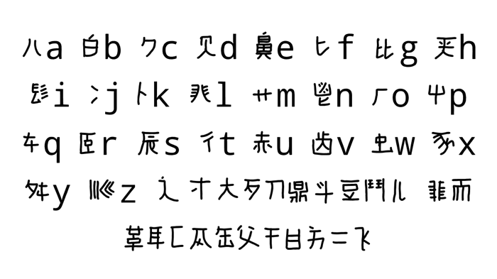 mandarin A-H Font poster