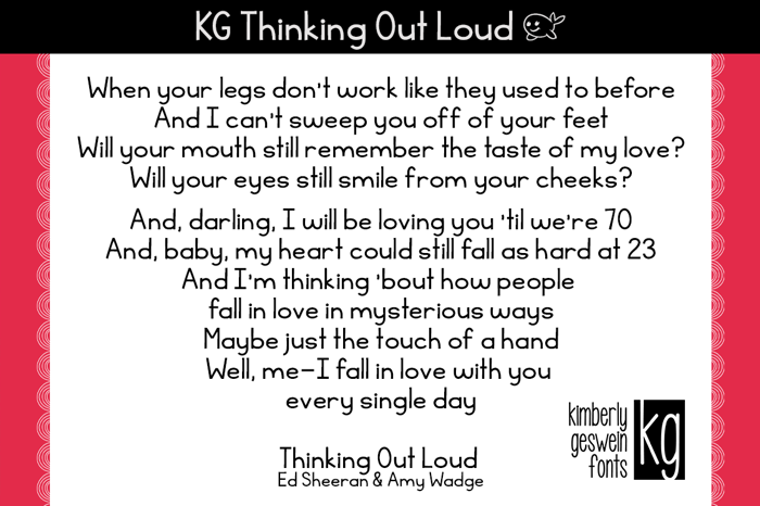KG Thinking Out Loud Font poster