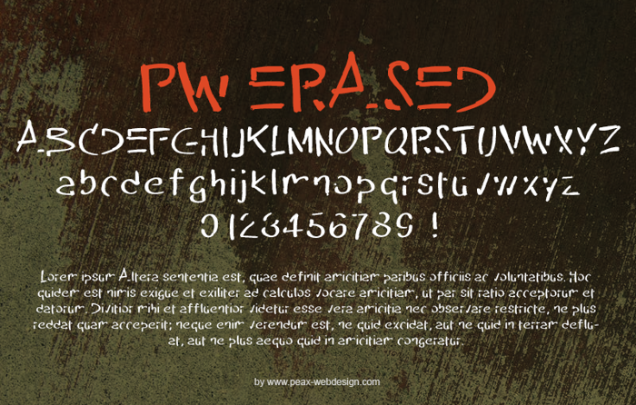 PW Erased Font poster