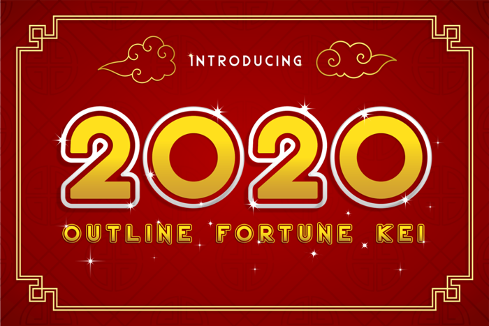 2020 Outline Fortune Kei Font poster
