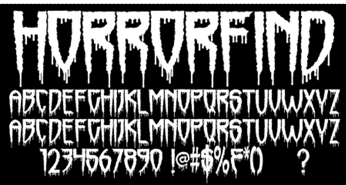 Horrorfind Font | Sinister Fonts | FontSpace