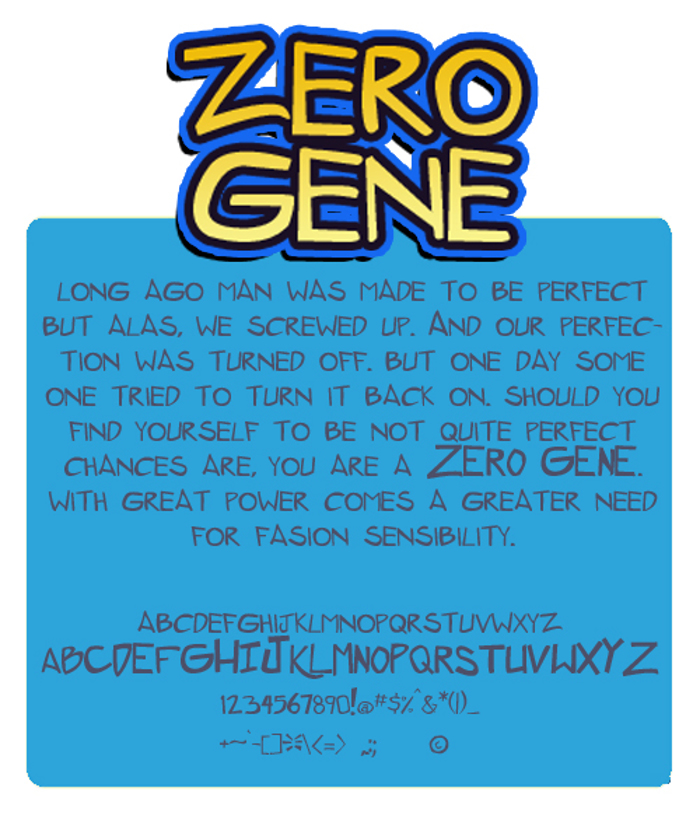 ZeroGene Font poster