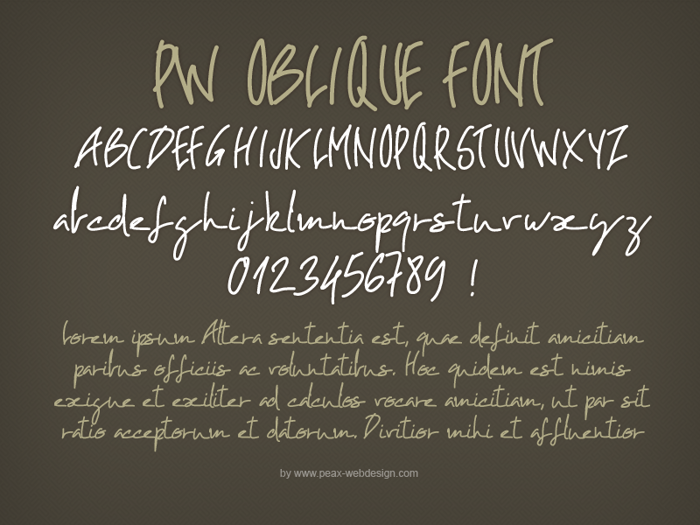 PWOblique Font poster