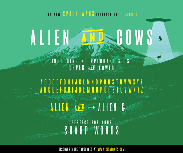 aliens and cows Font poster