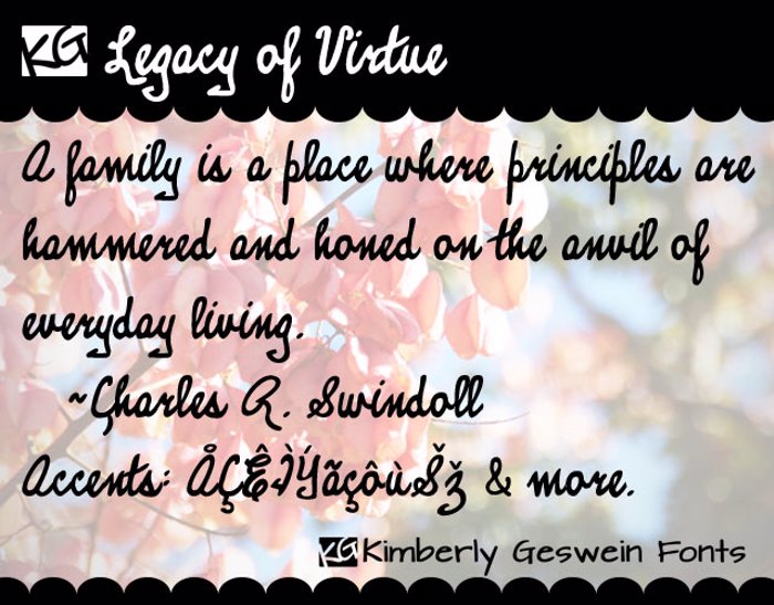 KG Legacy of Virtue Font poster