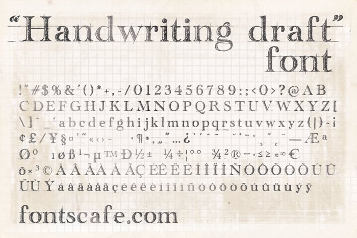 handwriting draft Font poster