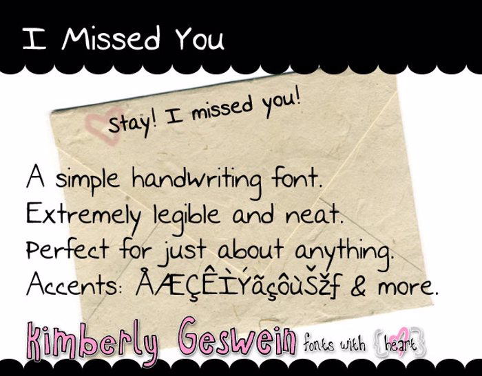 I Missed You Font poster