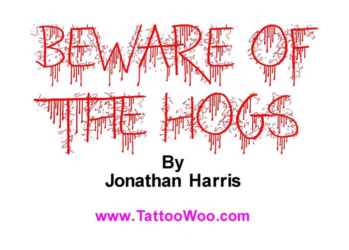 Beware of the Hogs Font poster
