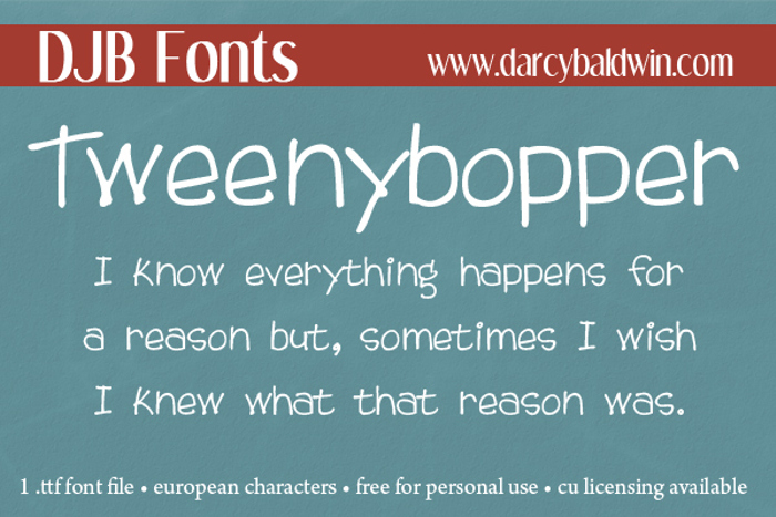 DJB Tweenybopper Font poster