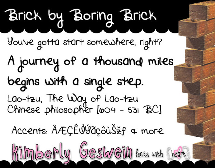 Brick by Boring Brick Font poster
