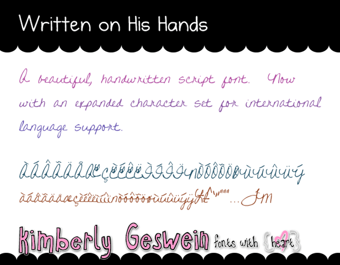 Written on His Hands Font poster