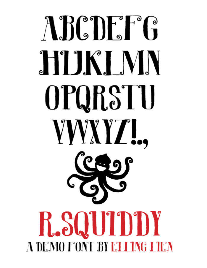 R. Squiddy Font poster