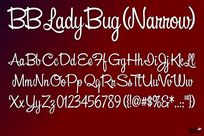 BB Lady Bug (Narrow) Font poster