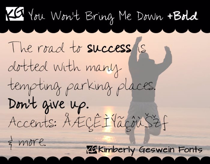 You Wont Bring Me Down Font poster