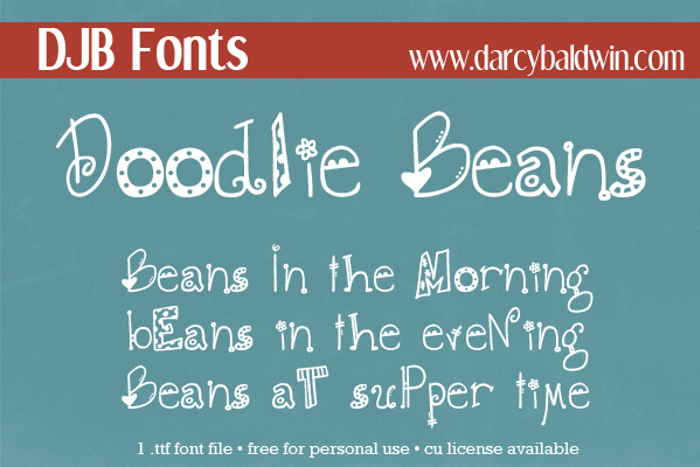 DJB DOODLIE BEANS Font poster