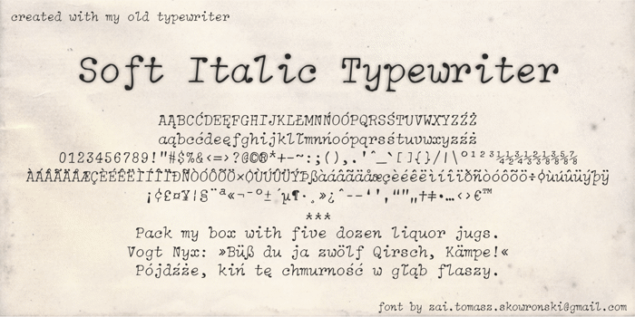 Soft Italic Typewriter Font poster