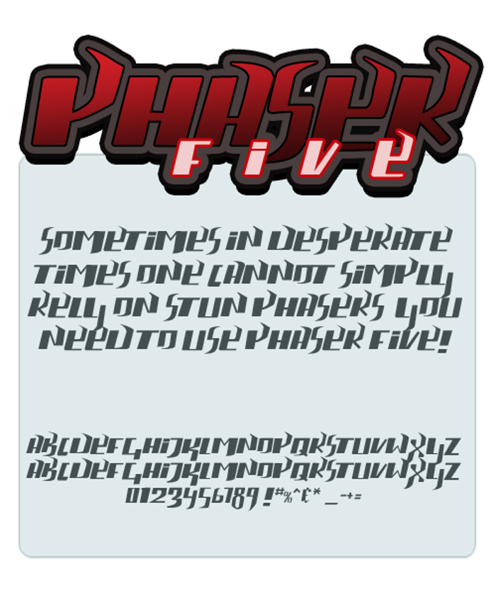 phaser five Font poster