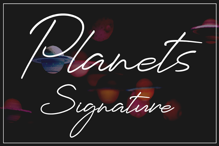 Planets Signature Font poster
