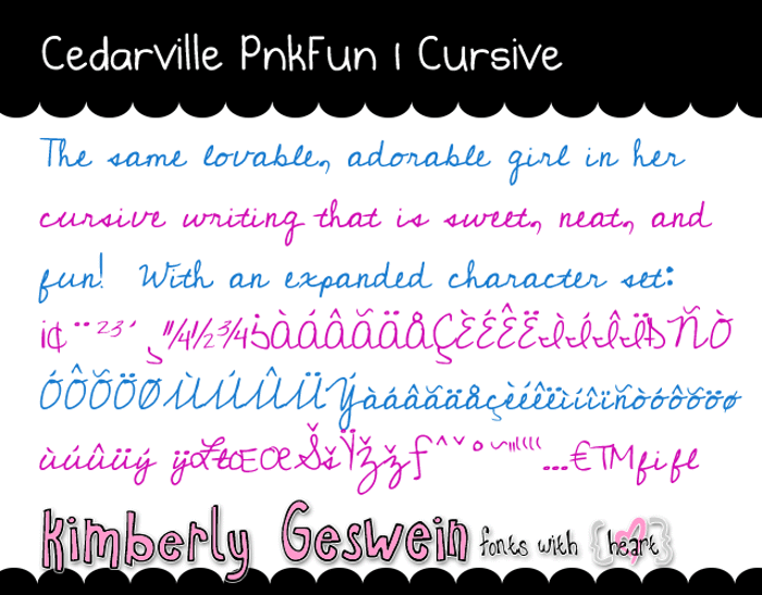 Cedarville Pnkfun1 Cursive Font poster