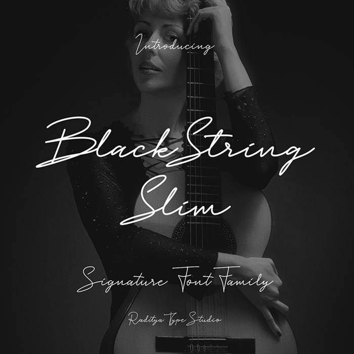 Black String Slim Font poster