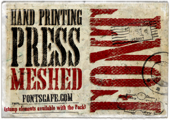 Hand Printing Press Meshed Font poster