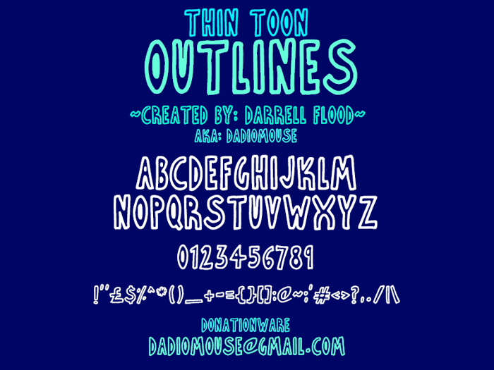 Thin Toon Outlines Font poster