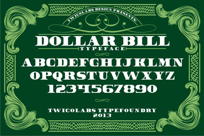 Dollar Bill Font poster