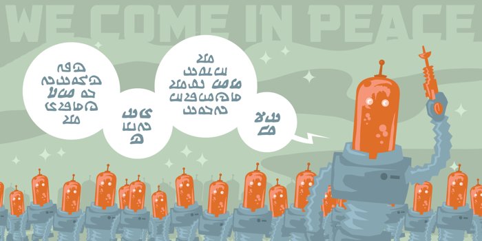 We Come In Peace BB Font poster