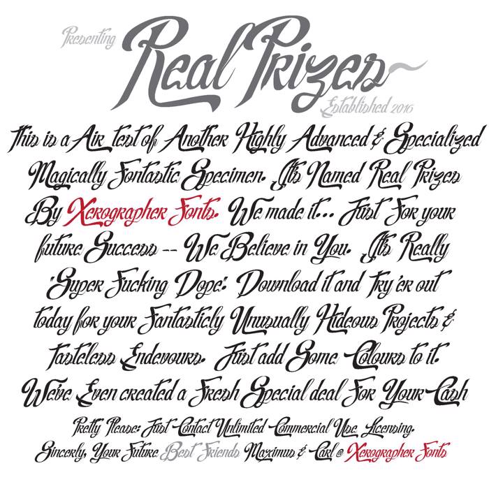 Real Prizes Font poster