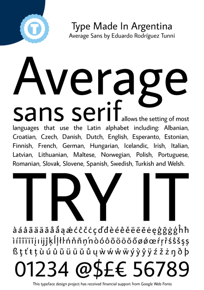 Average Sans Font poster