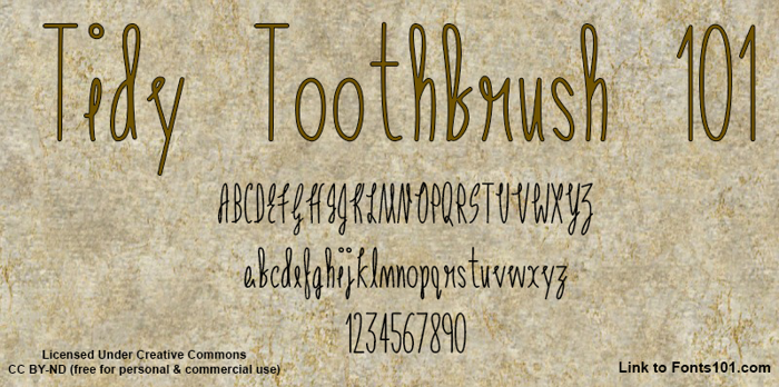 Tidy Toothbrush 101 Font poster
