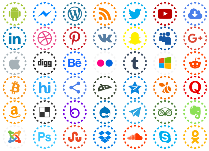 social networks colors Font