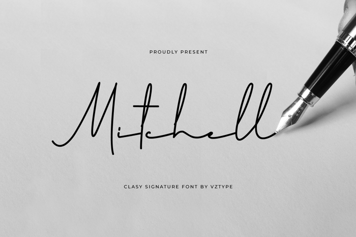 Mitchell Signature Font poster