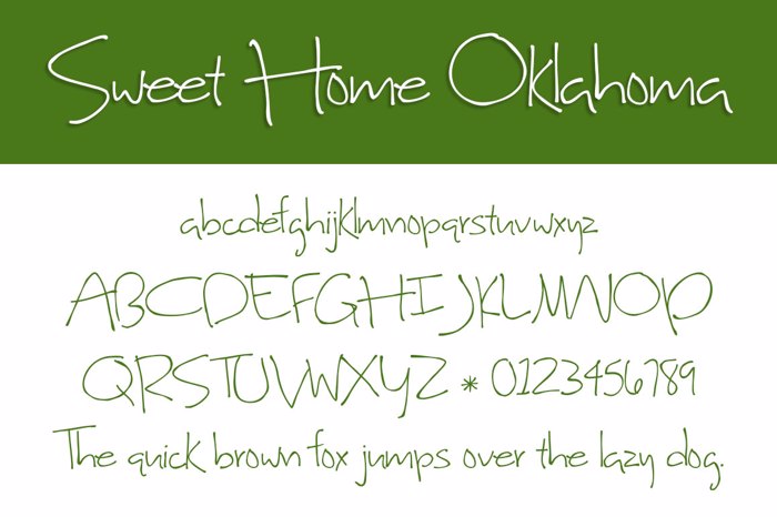 Sweet Home Oklahoma Font poster